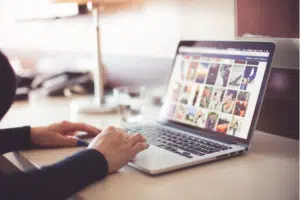 A person working on a laptop