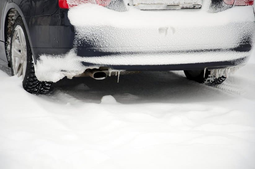 back view of a car in snow