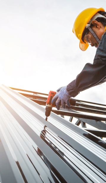 a construction worker on a roof