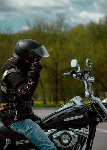 a man riding a motorcycle in rhode island