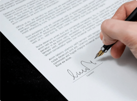 a person signing a document