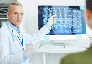 a doctor talking to a patient