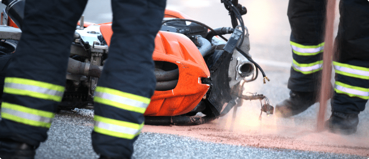 fire fighters at a motorcycle accident