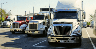 semi-trucks in a parking lot