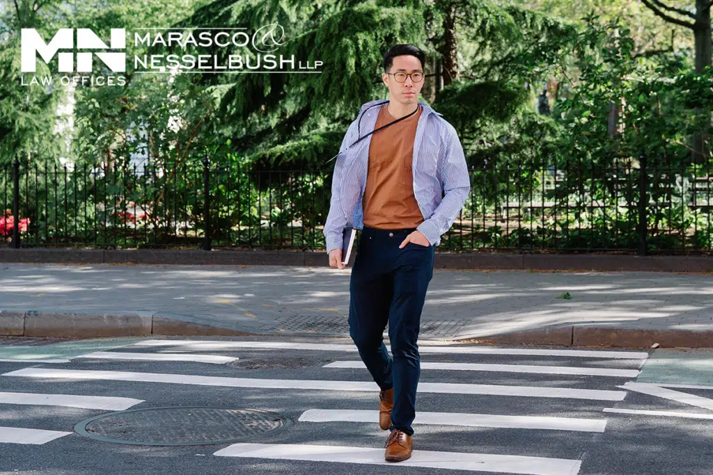 a person crossing a street