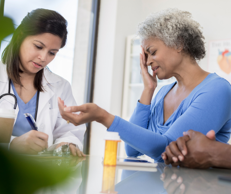 a doctor talking to the victim of an amputation accident