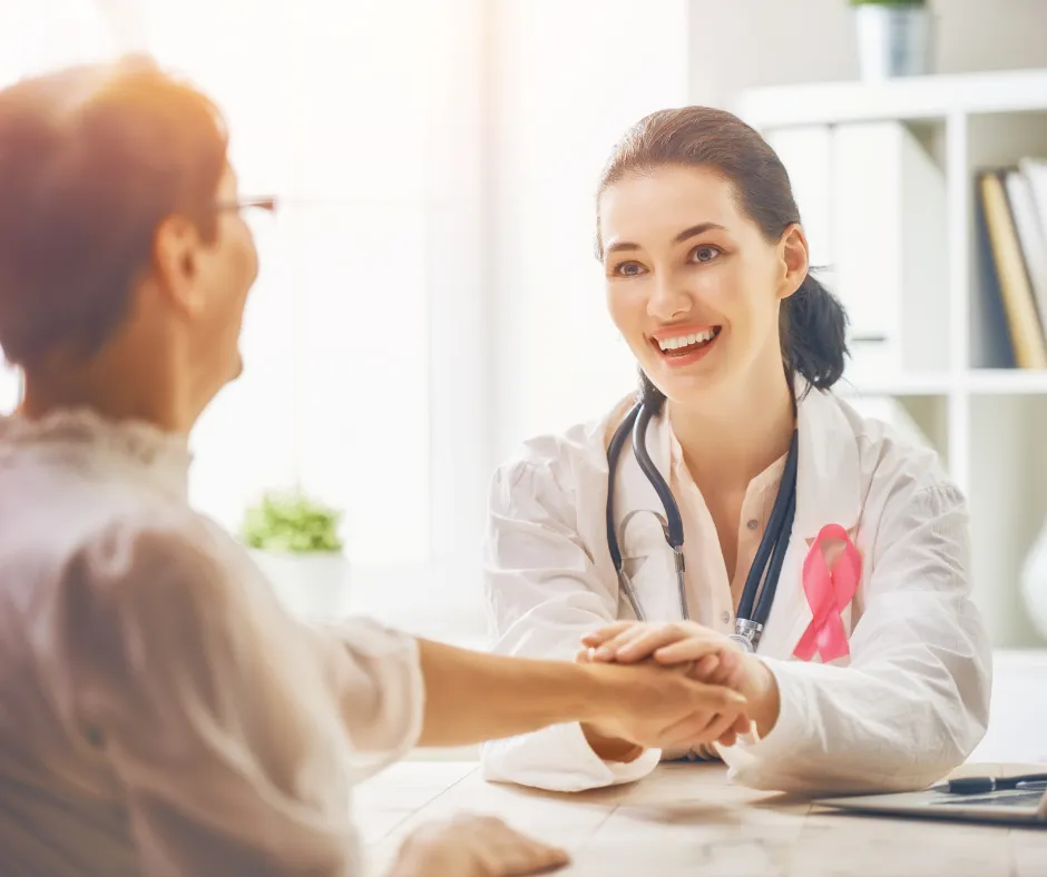 A doctor talking to a patient who has experienced an amputation accident.