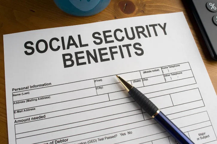 A sheet detailing social security disability benefits.