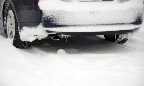 back view of a car in snow