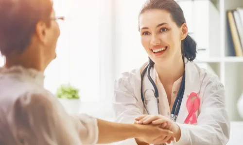 A doctor talking to a patient who has experienced an amputation accident.