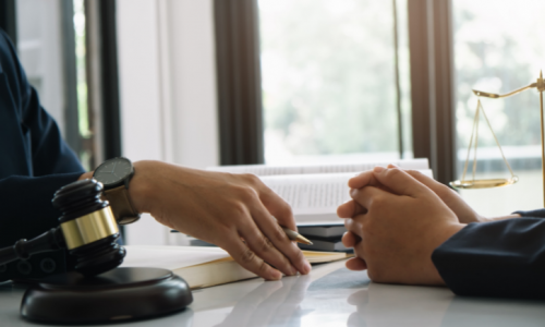 a family member of an accident victim talking to a lawyer