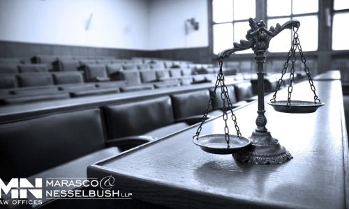justice scale in a court