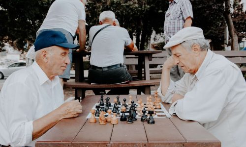 seniors playing chess game